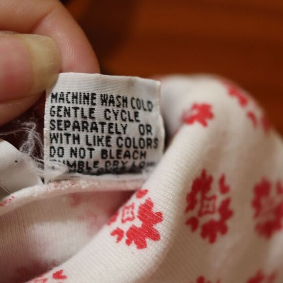 Opportunities Vintage 90s Red White Floral Turtleneck Long Sleeve Top Medium - Picture 10 of 11